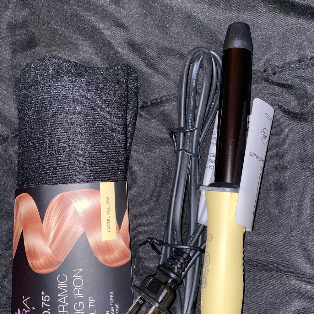 Mini Tourmaline Ceramic Curling Iron (3/4". 19mm) pastel yellow